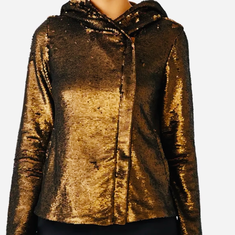 Free People Gold Sequin zipper jacket